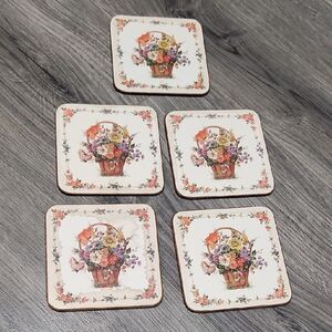 Vintage Pampernel  Flower Baaket Cornel Vintage Made In England Coasters AS IS